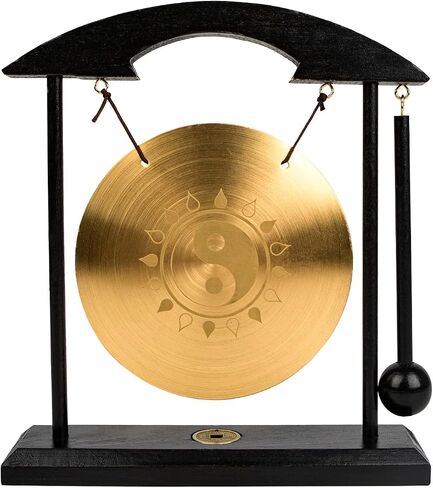 جرس طاولة سطح المكتب Mose Cafolo Zen Art Brass Feng Shui، تنين مع رموز تايجي، يصدر صوتًا واضحًا، تماثيل قابلة للجمع in Kuwait