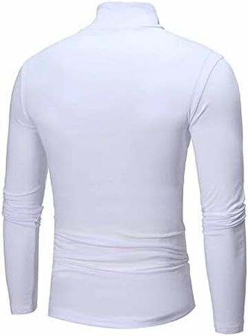 Men's Turtleneck Top Slim Fit Solid Base Sweater Casual Long Sleeve Underwear Tops Male Cozy Breathable Blouse T-Shirt Black in Saudi Arabia