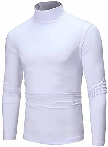 Men's Turtleneck Top Slim Fit Solid Base Sweater Casual Long Sleeve Underwear Tops Male Cozy Breathable Blouse T-Shirt Black in Saudi Arabia