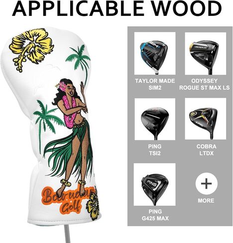 Hawii Style Golf Club Covers Driver Headcover 3 Wood Head Cover Hybrid/Rescue Headcover, 1pc or 3pcs Golf Headcovers Set 1 3 X, Premium Faux Leather Golf Accessories for Men in Kuwait