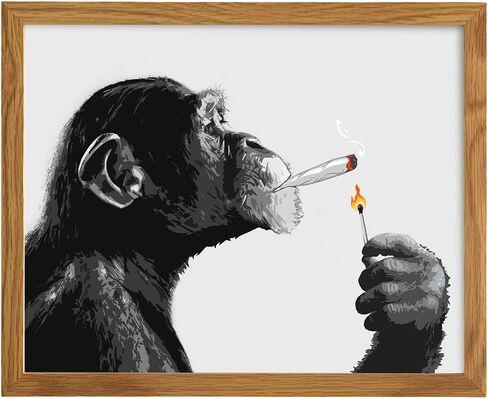 DOPE Chimp Smoking Weed LARGE 11x14 - ديكور غرفة مخدر - هدايا الماريجوانا للرجال - ملصقات مخدر - فن حائط تريبي - طباعة فنية للقنب - ديكور غرفة ستونر - ديكور غرفة تريبي - طباعة ملصق in Kuwait