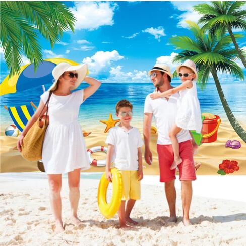Tropical Beach Backdrop Hawaiian Beach Theme Party Photography Summer Vacation Indoor Outdoor Party Supplies(7×5FT) in Kuwait