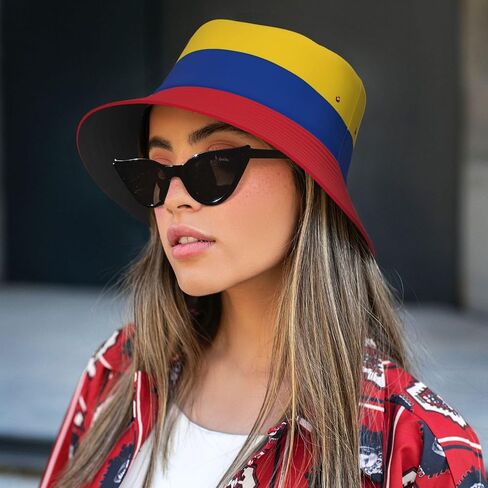 Cute Colombia Flag Bucket Hats for Women Men Packable Colombian Bucket Fisherman Hat Outdoor Summer Beach Sun Hats in Saudi Arabia