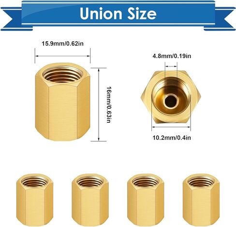 12Pieces 3/8 Inch-24 Threads Brake Line Fittings Kit 3/16 Brake Line Fittings for 3/16 Inch Tube (4 Unions, 8 Nuts) in Saudi Arabia