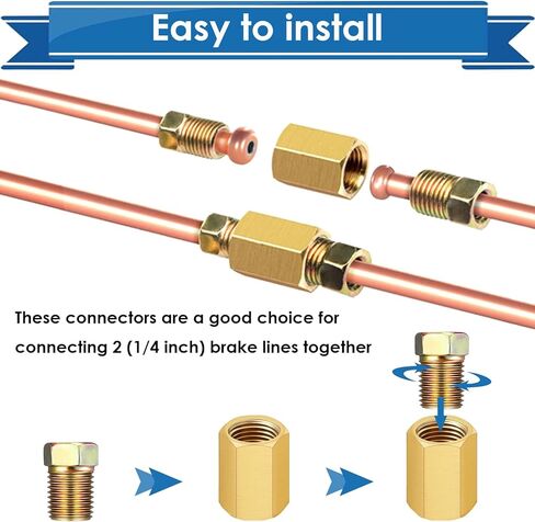 12Pieces 3/8 Inch-24 Threads Brake Line Fittings Kit 3/16 Brake Line Fittings for 3/16 Inch Tube (4 Unions, 8 Nuts) in Saudi Arabia