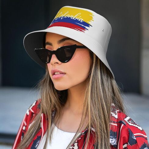 Cute Colombia Flag Bucket Hats for Women Men Packable Colombian Bucket Fisherman Hat Outdoor Summer Beach Sun Hats in Kuwait