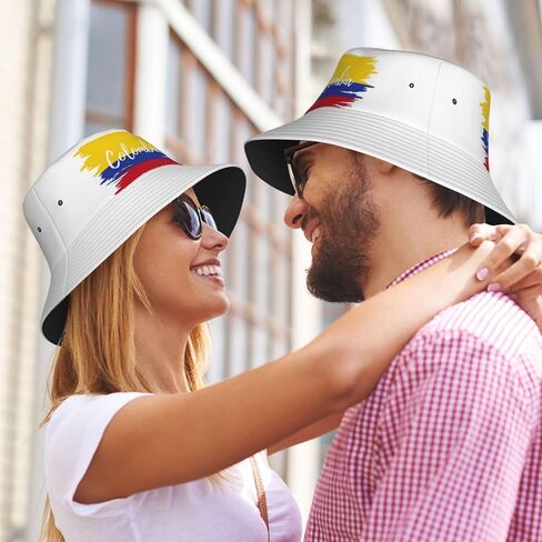 Cute Colombia Flag Bucket Hats for Women Men Packable Colombian Bucket Fisherman Hat Outdoor Summer Beach Sun Hats in Kuwait