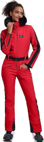 GS SNOWING Women's Ski Suit One Piece Snowsuits Insulated Waterproof Windproof Slim Winter Outdoor Onesies Ski Outfits Jumpsuits Black S in Kuwait