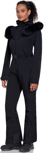 GS SNOWING Women's Ski Suit One Piece Snowsuits Insulated Waterproof Windproof Slim Winter Outdoor Onesies Ski Outfits Jumpsuits #02White+Black L in Kuwait