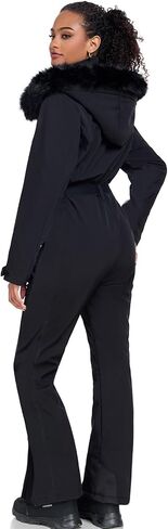 GS SNOWING Women's Ski Suit One Piece Snowsuits Insulated Waterproof Windproof Slim Winter Outdoor Onesies Ski Outfits Jumpsuits #02White+Black L in Kuwait