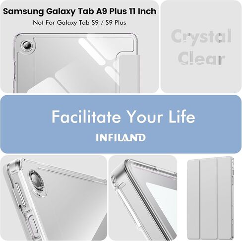 INFILAND for Samsung Galaxy Tab A11+ Plus/A9+ Plus 11 inch Case (2023/2025), Slim Stand Crystal Clear Protective Smart Tablet Cover [Auto Wake/Sleep] (Rose Gold, Galaxy A11 Plus) in Saudi Arabia