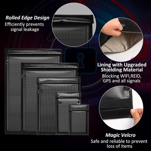 4 Pack Faraday Bags EMP Proof for Tablets, RFID Key Fob Signal Blocker Pounch Fireproof & Waterproof Cell Phone Signal Blocking Bag Anti-Tracking Go Dark Faraday Bag in Saudi Arabia