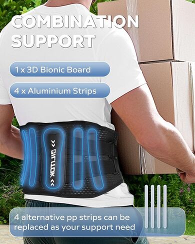 Back Brace for Lower Back Pain Relief with Removable Pad, Lumbar Support for Sciatica, Herniated Disc, Scoliosis, Back Support Belt with 5 Stays, Soft Breathable Mesh, Anti-skid, For Men & Women (Large) in Kuwait
