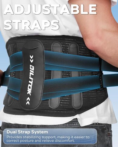 Back Brace for Lower Back Pain Relief with Removable Pad, Lumbar Support for Sciatica, Herniated Disc, Scoliosis, Back Support Belt with 5 Stays, Soft Breathable Mesh, Anti-skid, For Men & Women (Large) in Kuwait