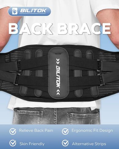 Back Brace for Lower Back Pain Relief with Removable Pad, Lumbar Support for Sciatica, Herniated Disc, Scoliosis, Back Support Belt with 5 Stays, Soft Breathable Mesh, Anti-skid, For Men & Women (Large) in Kuwait