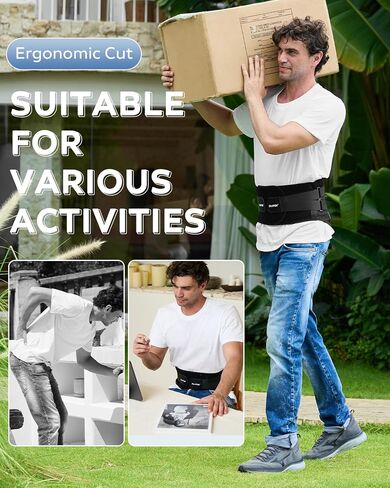 Back Brace for Lower Back Pain Relief with Removable Pad, Lumbar Support for Sciatica, Herniated Disc, Scoliosis, Back Support Belt with 5 Stays, Soft Breathable Mesh, Anti-skid, For Men & Women (Large) in Kuwait