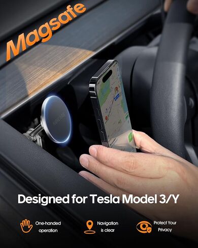Mag-Safe Car Phone Mount for Tesla Model Y(2019-2025) & Model 3 (2017-2023) Magnetic Phone Holder Mount for iPhone 16/15/14/13/12, Door-Install Phone Holder for Tesla Model 3/Y Accessories in Saudi Arabia