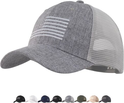Heathered American Flag Hat Trucker Cap – Regular/XXL Big Head Men Women Mesh-Back Baseball Hat Snapback in Saudi Arabia
