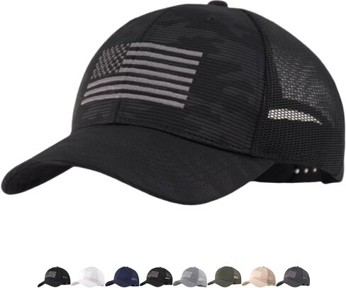 Heathered American Flag Hat Trucker Cap – Regular/XXL Big Head Men Women Mesh-Back Baseball Hat Snapback in Saudi Arabia