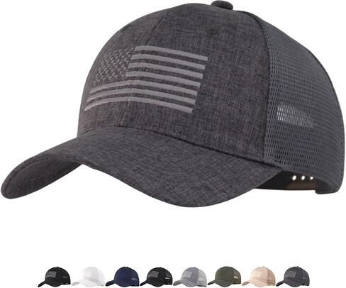 Heathered American Flag Hat Trucker Cap – Regular/XXL Big Head Men Women Mesh-Back Baseball Hat Snapback in Saudi Arabia