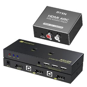 HDMI ARC Audio Extractor, DisplayPort KVM Switch 2 Port