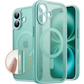 JETech Magnetic Case for iPhone 16 6.1-Inch with Camera Control Button, Compatible with MagSafe, Translucent Matte Back Slim Shockproof Phone Cover (Black)