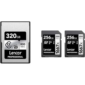 Lexar 320GB CFexpress Type A Card and 256GB (2-Pack) SDXC Cards Bundle for Sony Cameras and DSLRs