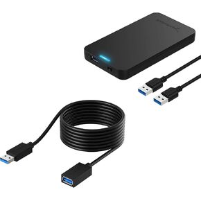 SABRENT 2.5-Inch SATA to USB 3.0 Tool-Free External Hard Drive Enclosure + 22AWG 10 Feet USB 3.0 Extension Cable