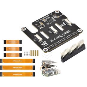 Pi5 PCIe to 2-CH PCIe HAT 2-CH PCIe FFC Adapter Board Compatible with Raspberry Pi 5, Expands 2-CH PCIe FFC Connectors, Supports Stacking Multiple PCIe Hats