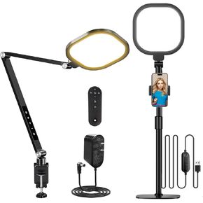 Video Conference Light Zoom Lighting for Computer, 15W Desk Light for Zoom Meeting with C-Clamp Memory & Timing Remote Control Desktop Nature Soft Light for Home Office CRI 97.8