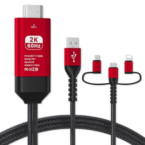 إضاءة إلى كابل HDMI ، محول HDMI للهاتف التلفزيوني إلى التلفزيون 1080p محول AV الرقمي 3 في 1 كبل موصل شاشة المزامنة متوافق للإضاءة USB C Micro USB إلى HDTV Projector Monitor