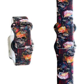 Skull Sport Band Compatible with Apple Watch Bands 49mm 45mm 44mm 42mm 41mm 40mm 38mm, for Watch Series 9, 8, 7, 6, 5, 4, 3, 2, 1, SE, Unisex Soft Silicone Replacement Band