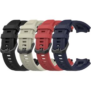 BabyValley 4 Pack Watch Band Compatible for Amazfit T-Rex 2 Watch Replacement Bands Adjustable Soft Silicone Straps Wristband for Amazfit T-Rex 2 Smartwatch