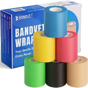 Pre Wrap Athletic Tape - Total 132 Yards Foam Underwrap for Sports & Activities - 6-Pack Multicolor for Wrists, Ankles, Knees & as a Headband for Hair (Pink, Beige, Green, Blue, Yellow, Black)