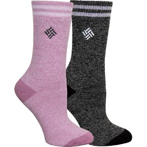 Columbia Sports Women's Fleece Lined Thermal Crew Socks 2-Pack, Minuet/Black, 4-10