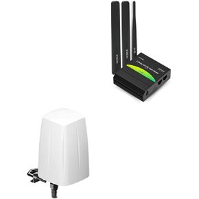 Linovision Industrial Teltonika 4G Cellular Router RUT241 مع هوائي في الهواء الطلق وعلبة مقاومة للماء