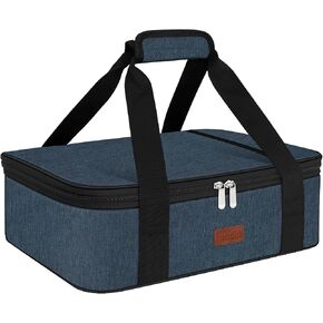 Double Casserole Carrier Bag，Expandable Thermal Food Carrier Insulated Travel Carry Bag for Hot or Cold Food for Picnic Cookouts Potluck Parties Fits 9" x 13" Baking Dish (Gray) in Saudi Arabia