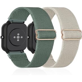 4 Pack Stretchy Nylon Watch Bands Compatible with Amazfit GTS/GTS 2/GTS 2 mini/GTS 2e/GTS 3/GTS 4/GTS 4 mini,20mm Soft Watch Straps for Amazfit Bip/Bip U Pro/Bip Lite/Bip U Bip 3/3 Pro Watch