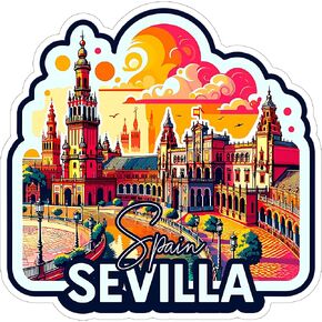 Sevilla Spain Sticker 4 Inch - Waterproof Vinyl Decal for Laptop Water Bottle Car Tumbler - Durable Aesthetic Long-Lasting Stickers for Adults ID44990