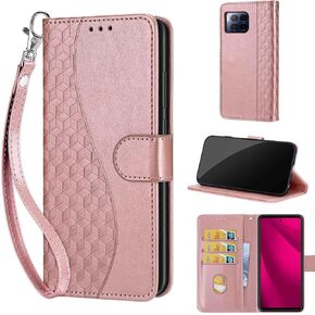 Designed for T-Mobile Revvl 7 Pro 5G Case Wallet,Women Flip Folio Cover with Embossed PU Leather Stand Credit Card Holders Slots Wrist Strap Phone Case for T-Mobile REVVL 7 Pro 5G (Blue Butterfly)