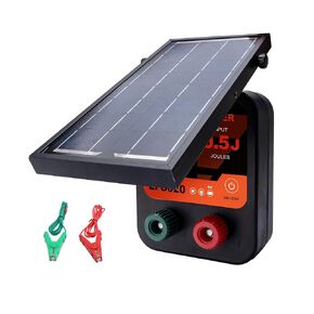 Lydite Solar Electric Fence Charger - 5 Miles Range 20 Acres 0.15 Stored Joules Energizer in Lithium Battery 1.8W Solar Panel Solar Powered Fence Charger for Livestock