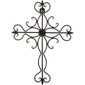 Rely+ Double Heart Metal Wall Cross 13 x 9 inches - Heart Decorative Metal Wall Cross - Love Gift - Religious Wall Art for Wall Decor - Home Decor- Living Room Decor - Bedroom Decor - Black