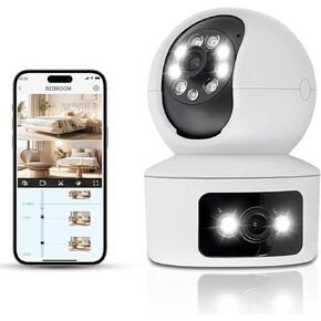 Security Cameras Wireless Outdoor, Home Security Camera 355 Degree Panoramic, Color Night Vision, Motion Detection and Alarm, Two-Way Audio, 24/7 Recording Camera for Home Security