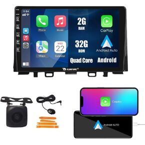 Kunfine Car CarPlay Android Auto Navigation Stereo GPS Radio Reverse Camera Display 9" IPS Touchscreen Headunit Tablet Pad Media Player for Kia Rio 2017-2020, if Applicable Quad Core 2G+32G