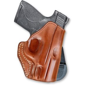 Premium Leather OWB Paddle Holster with Open Top Fits, Smith Wesson M&P Shield 9mm 3.1'', Right Hand Draw, Brown Color #1131#