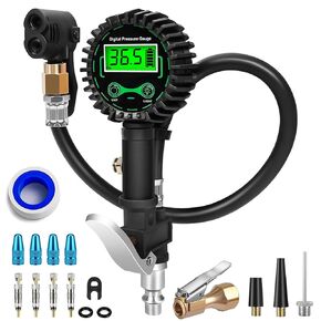 Bike Tire Inflator with Pressure Gauge - Presta Valve Adaptor, Presta to Schrader Valve Adapter for Air Compressor, Bicycle Tire Pressure Gauge with Presta Valve Air Chuck