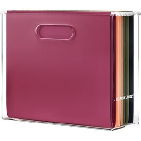 CLASSIC ACRYLIC File Organizer for Desk - A Slim Acrylic Storage Box with Handles is great for Office Organization - This Modern Acrylic Magazine Holder makes a Great Gift for Home/Work Space in Kuwait