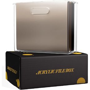 CLASSIC ACRYLIC File Organizer for Desk - A Slim Acrylic Storage Box with Handles is great for Office Organization - This Modern Acrylic Magazine Holder makes a Great Gift for Home/Work Space