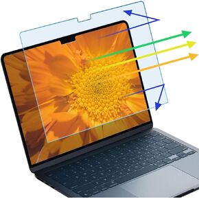 2-Pack Anti-Blue Light and Anti-Glare Screen Protectors for MacBook Air 13.6" (2022-2024, M2, M3)-A2681 A3113 Model, Scratch-Resistant and Easy to Install