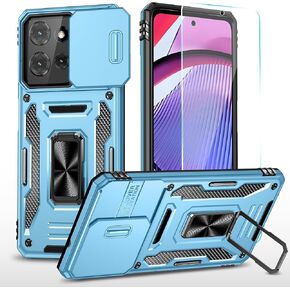 SunStory Phone Case for Motorola Moto G Power 5G 2025/Moto G Play 5G 2025 Case with HD Screen Protector & Slide Camera Cover & Kickstand, [Military-Grade] Phone Case (Red)